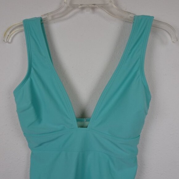 Cupshe One Piece Swimsuit Women's Size XS Blue Plunge Neck High Cut Cheeky - Picture 2 of 9